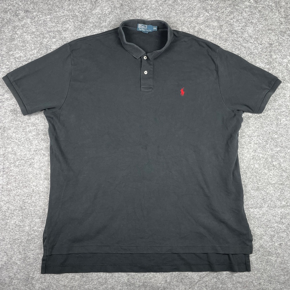 Vintage Polo Ralph Lauren Polo Shirt Mens XXL Black Pique Pony Classic Fit 90s